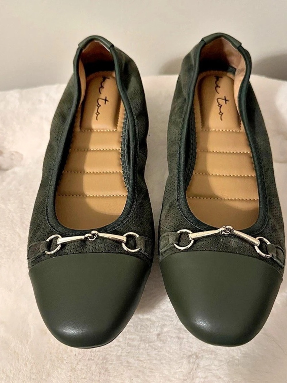 Me Too Brielle Leather Flats Green US 8M